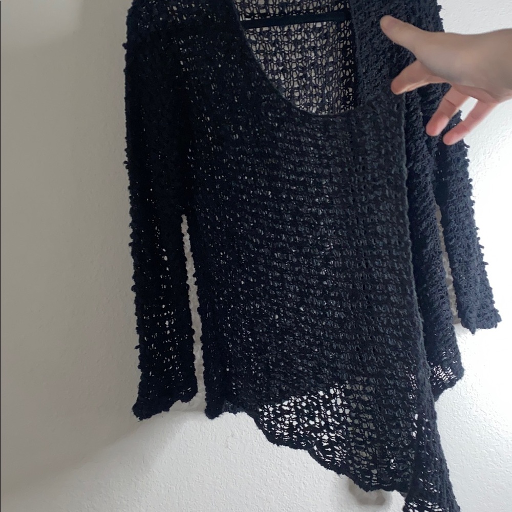 🪼Soft Surroundings Charcoal Grey Knitted high low Cardigan! - Picture 9 of 10